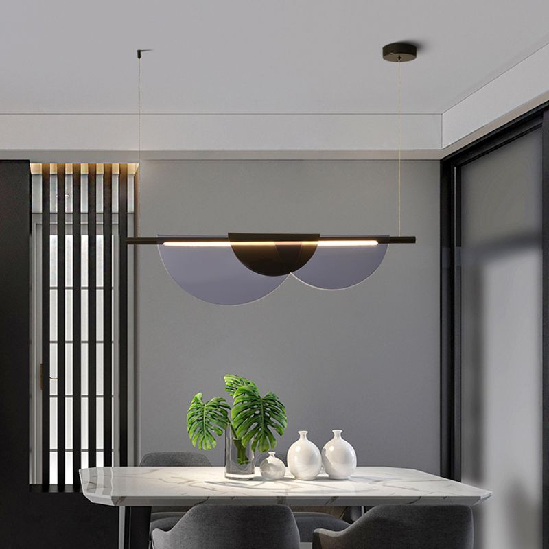 Lámpara de la isla de black metal moderna luz colgante de restaurante de geometría de 1 cabeza con sombra acrílica