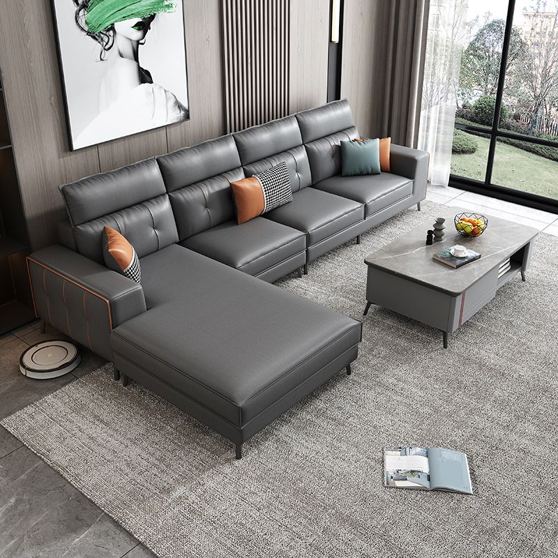 4-Cushion Sectionals,135.8' L x 68.90" W,Faux Leather Sectional Sofa