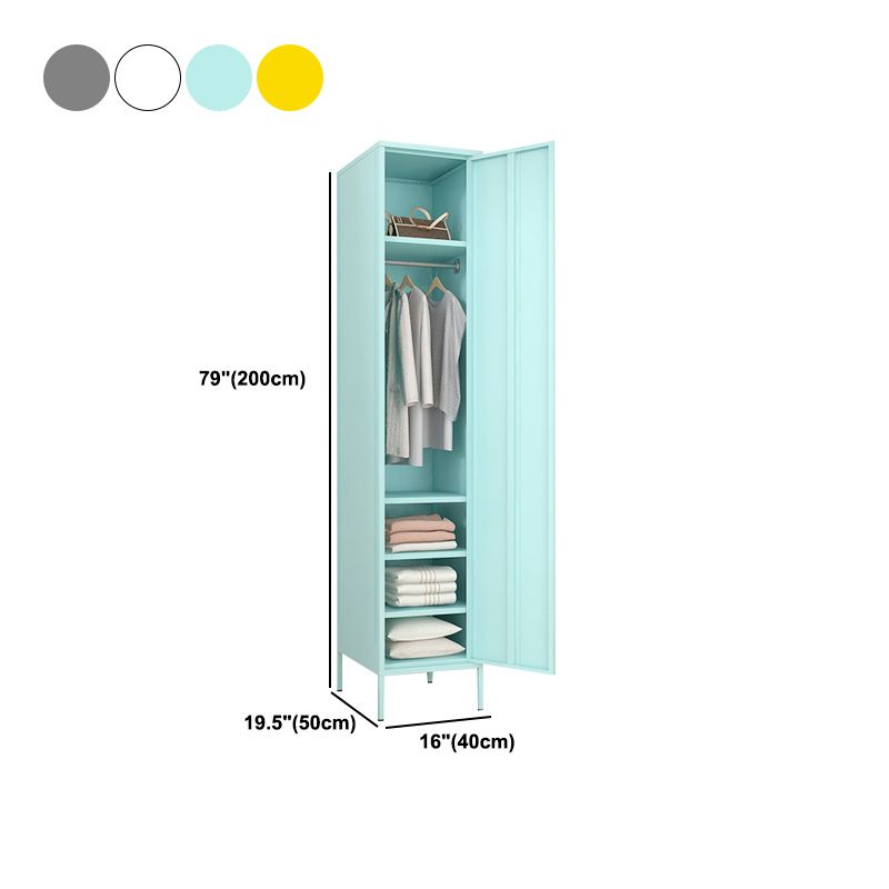 Matte Finish Cabinet with Garment Rod Contemporary Metal Storage Cabinet with Hinged Door