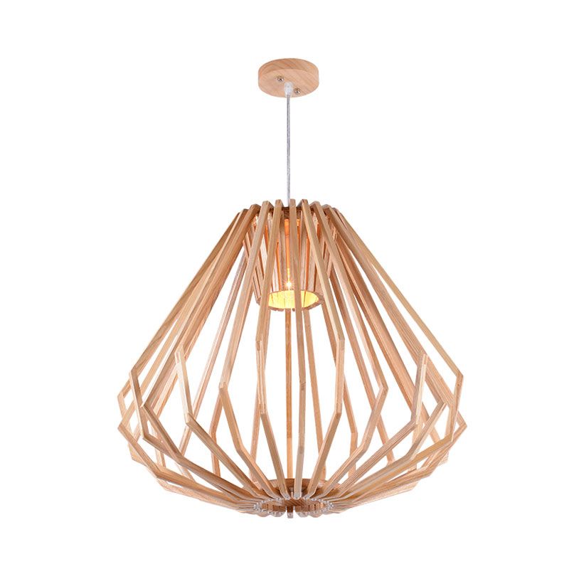 Esszimmer Diamond Cafe Anhänger Leicht Holz 1 Kopf Asiatischer Stil Beige Suspension Licht