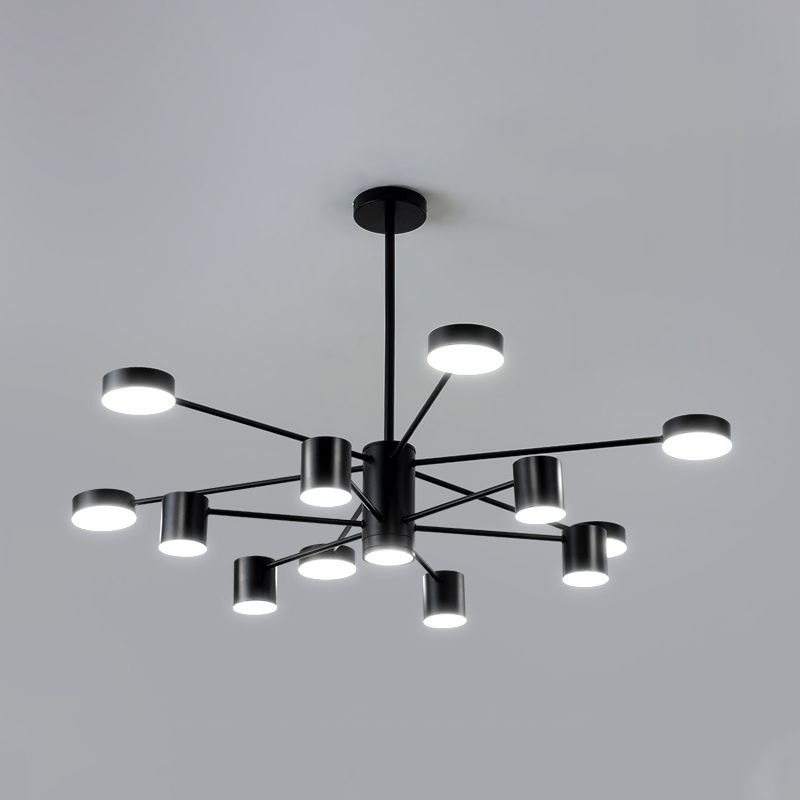 Nordic Metal Chandelier Black Multi Light Hanging Light for Bedroom