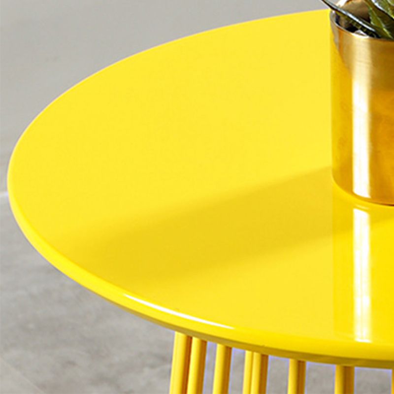 Metal Round Frame Side Table Contemporary Simple Dia 19.7" End Table