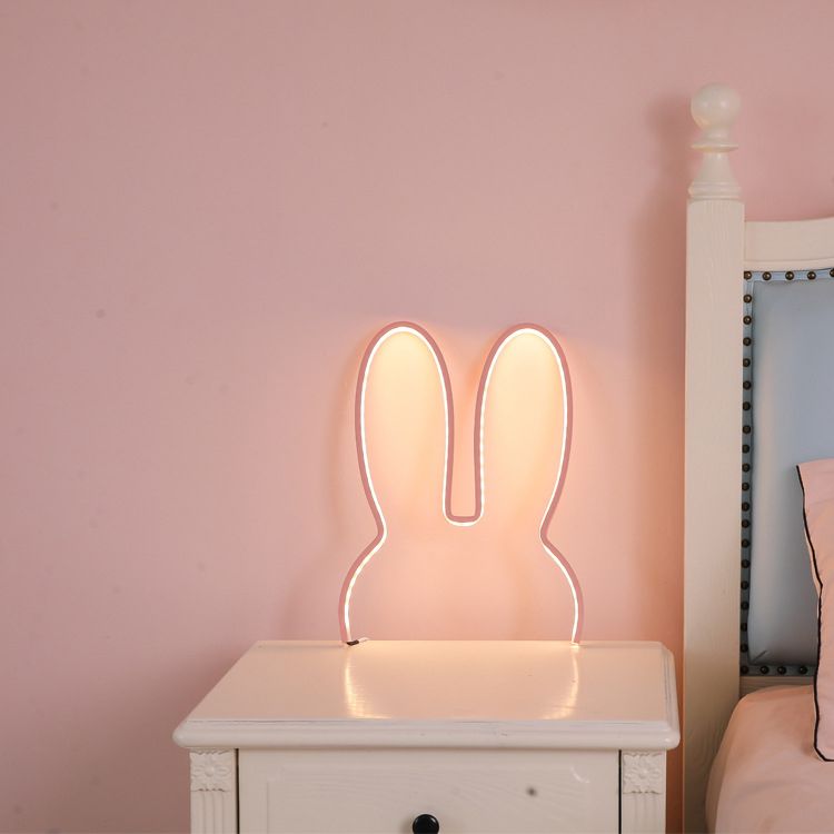 Rabbit Shaped Wall Night Light Cartoon USB Charging LED Wall Sconce