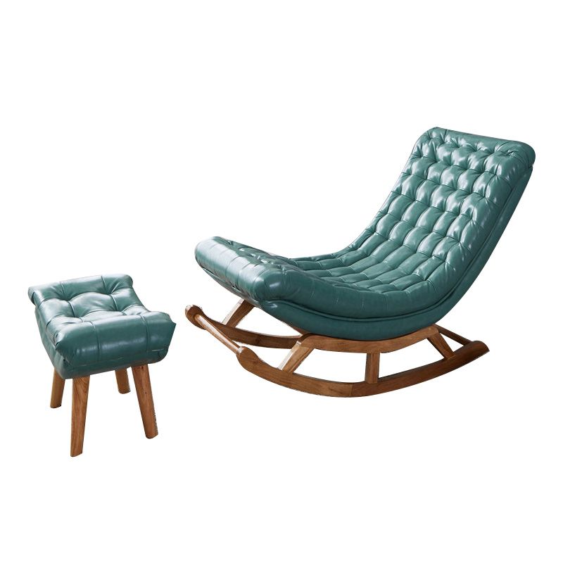 Modern Faux Leather Rocking Chair Tufted Cushions Chair with Pillow