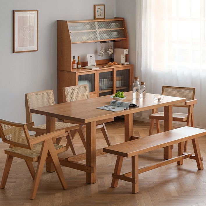 Rectangle Trestle Furniture Pine Solid Wood Dining Room Collection for Home
