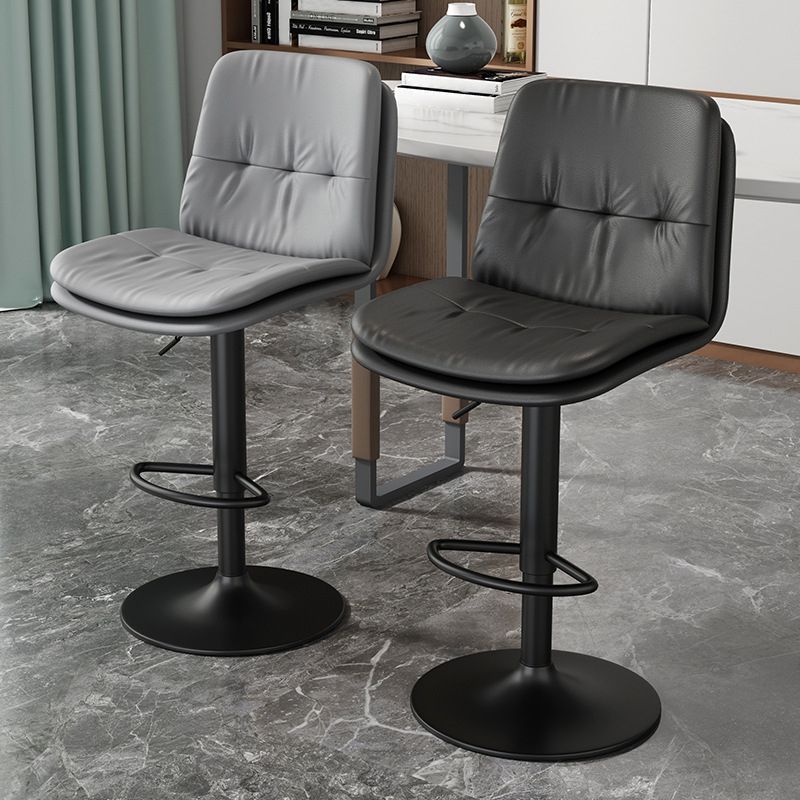 Contemporary PU Leather Counter Stool Turntable Fabric Cushion in Matte Finish