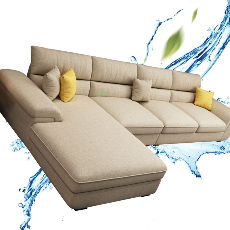 Sewn Pillow Back Pillow Top Arm Sectional with Slipcovered for Living Room