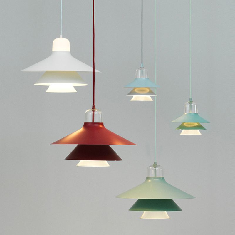 1 Light Layered Concentric Tiers Shade Pendant Lamp Nordic Style Metal Hanging Lamp for Bedroom