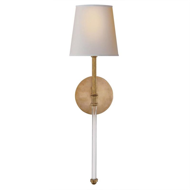 Traditional 1 Light Wallchiere Light, Brass Finish with Empire Shaped Textile Shade