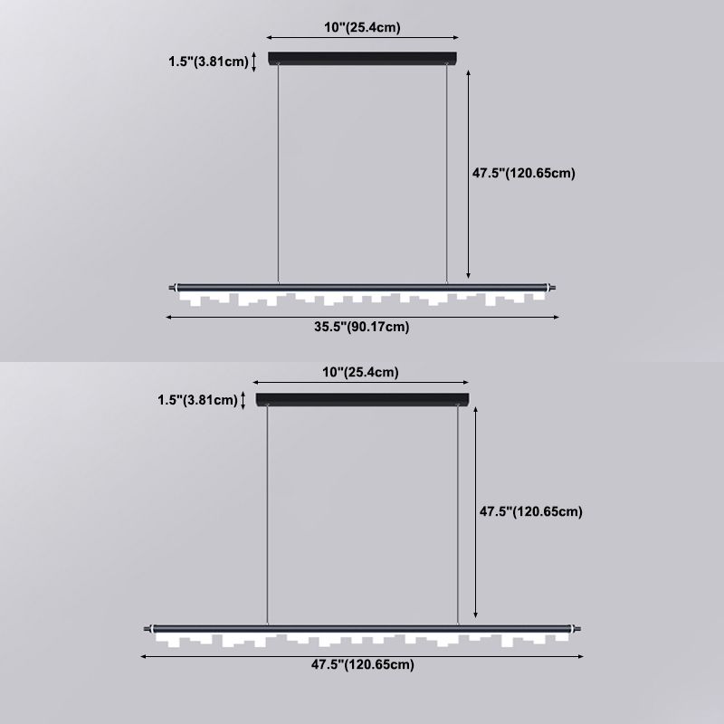 Contemporary Pendant Light Linear 1 Light Pendant Light Fixture with Acrylic Shade