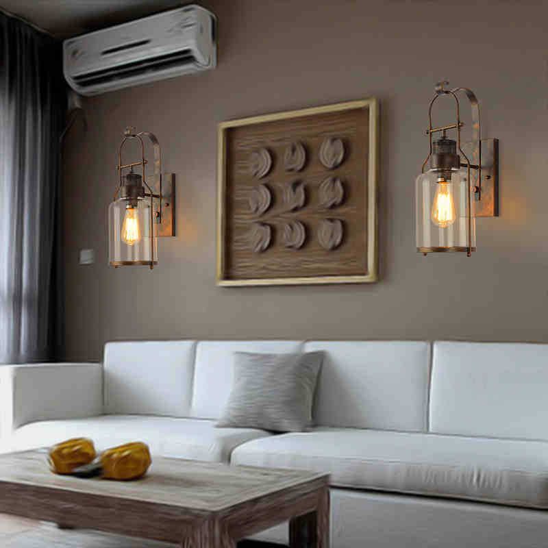 Industrial Style Wall Light Glass Shade Light Sconce Light Fixture for Sitting Room