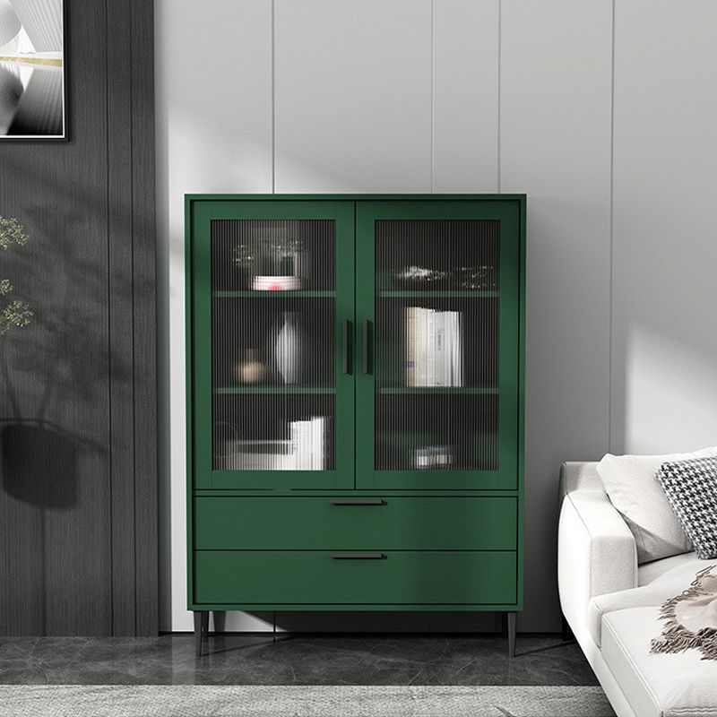 Wooden Accent Cabinet with Glass Door and 2 - Drawer 11.81" Wide Side Cabinet