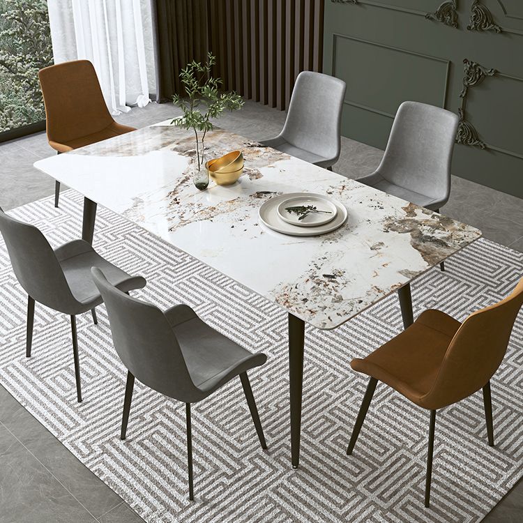 Industriële stijl rechthoek eettafel stenen eettafel met metalen 4 poten