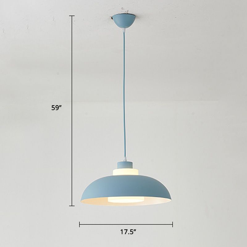 Bol en aluminium plafonnier pendrier léger macaron à la lampe à bulbe unique avec insert de l'ombre acrylique