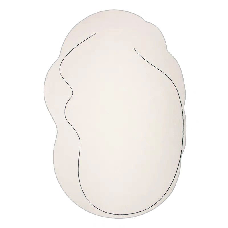 Stylish White Area Rug Line Pattern Polyester Area Carpet Non-Slip Backing Rug for Home Decor