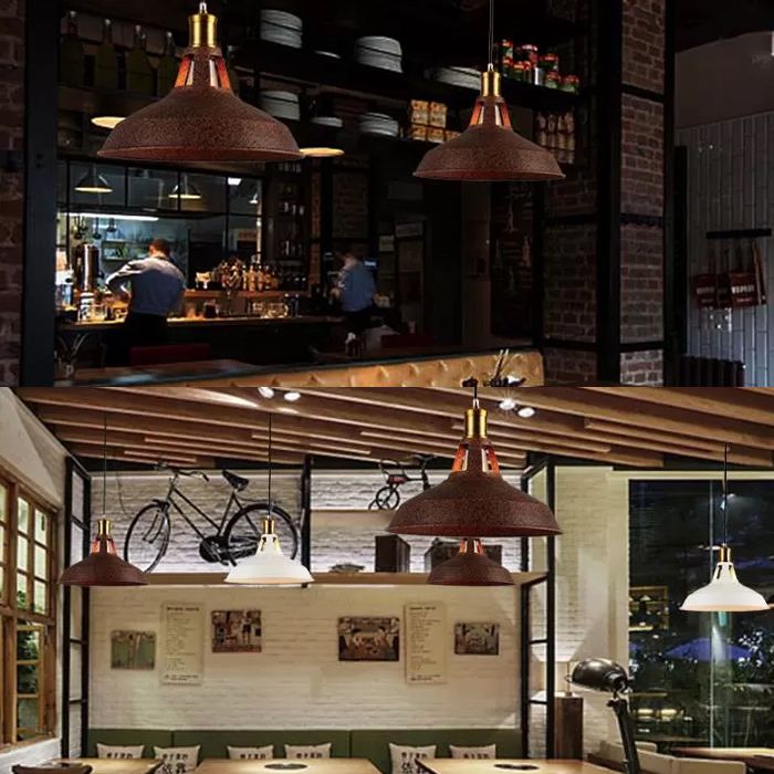 Rame rustico/beige/ruggine/grigio fienile illuminazione a sospensione in stile ferro da casa 1 ristorante leggero lampada a soffitto