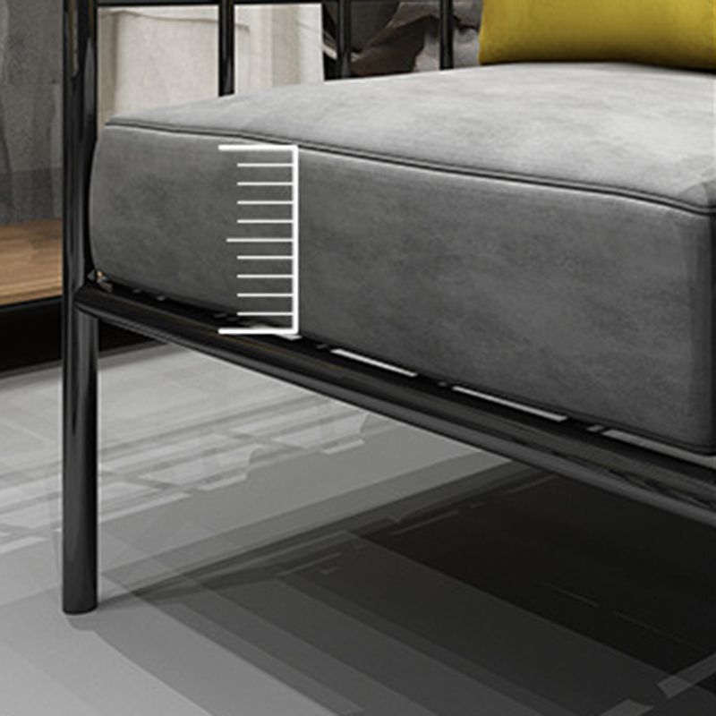 Contemporary Metal Square Arm Sofa Fabric Cushions Sofa for Living Room