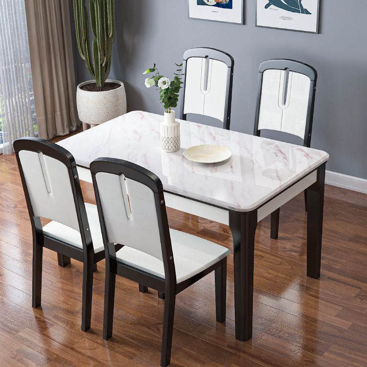 Dining Room Set Modern with Sintered Stone Dining Table and Solid Wood Chairs