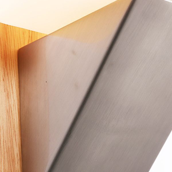 Modern Concise 1-Light Wall Lamp Wooden Geometric Wall Sconce with Glass Shade