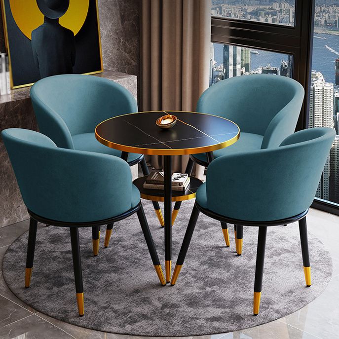 Glam Style Dining Room Set with Sintered Stone Top and 3 Legs Base Formal Table Set