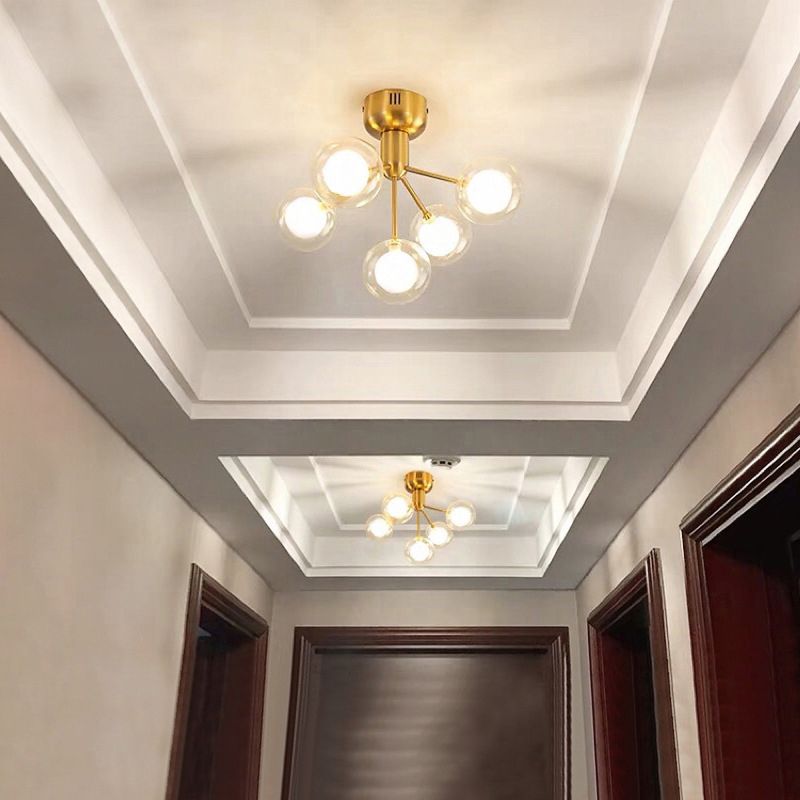 Sputnik Ceiling Lighting Contemporary 5-Light Semi Flush Mount for Hallway