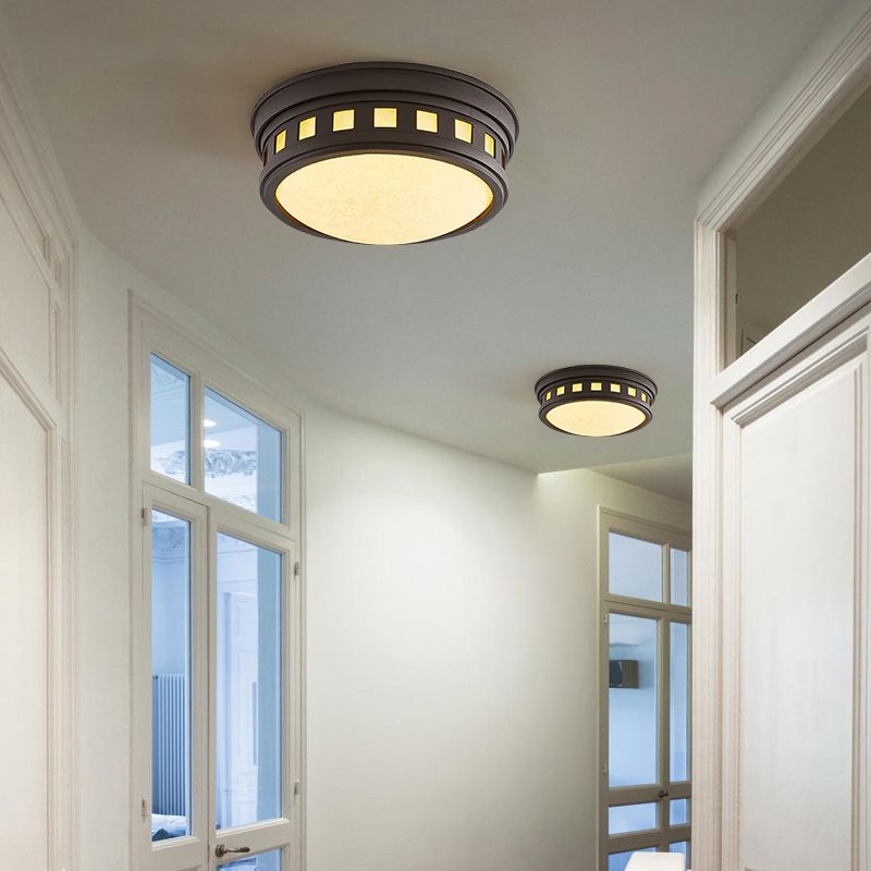 Illuminazione da incasso per montaggio a incasso a tamburo Lampada da incasso in stile tradizionale con paralume in vetro