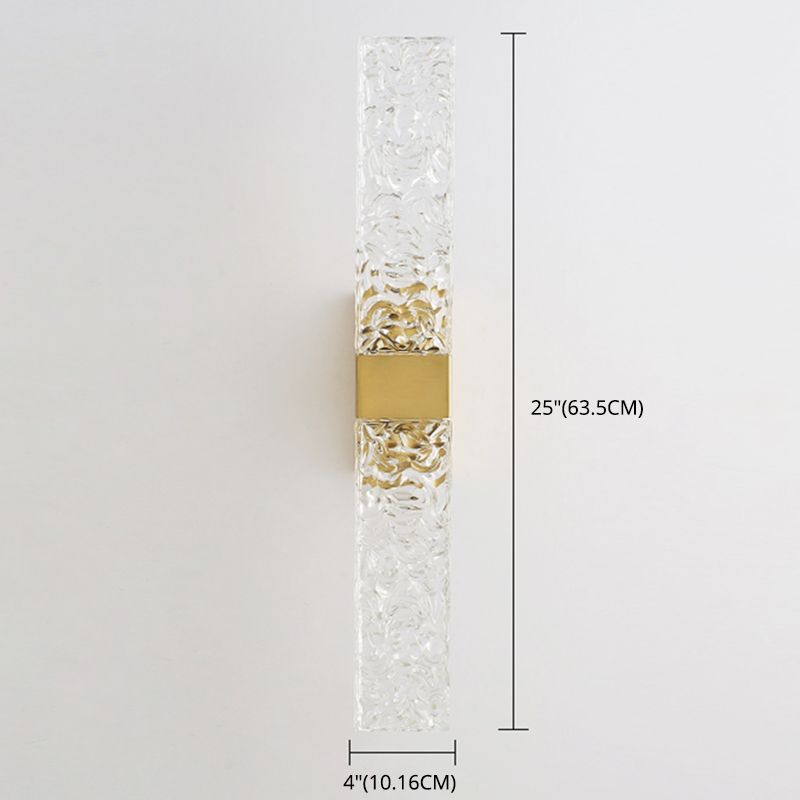 Rectangular Ripple Crystal Indoor Wall Light Postmodern Style Lighting Sconce in Electroplated Gold for Living Room