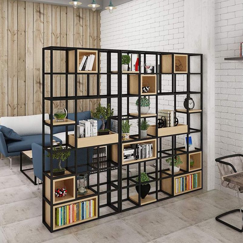 Modern Solid Wood Bookshelf Metal Etagere Bookshelf Open Back 9.8" W