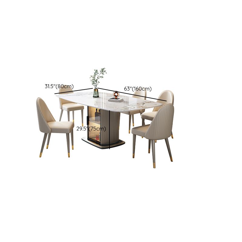 1/5/7 Pieces Modern Sintered Stone Top Dining Set with Storage
