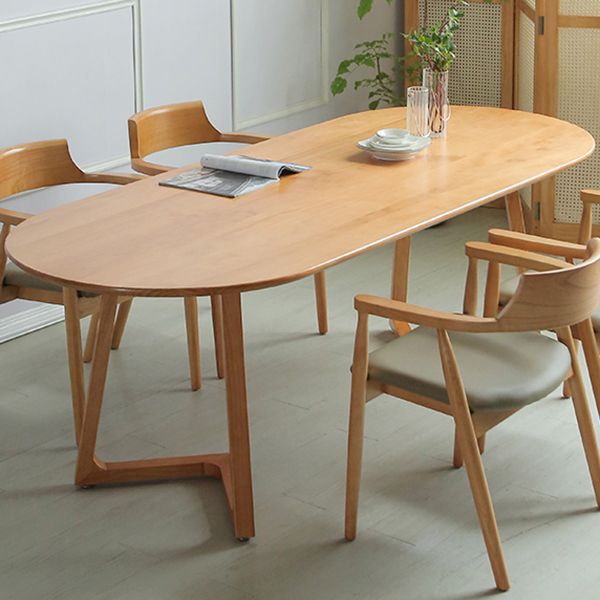 Solid Wood Dining Table Contemporary Oval Dinner Table for Home Kitchen Dinner