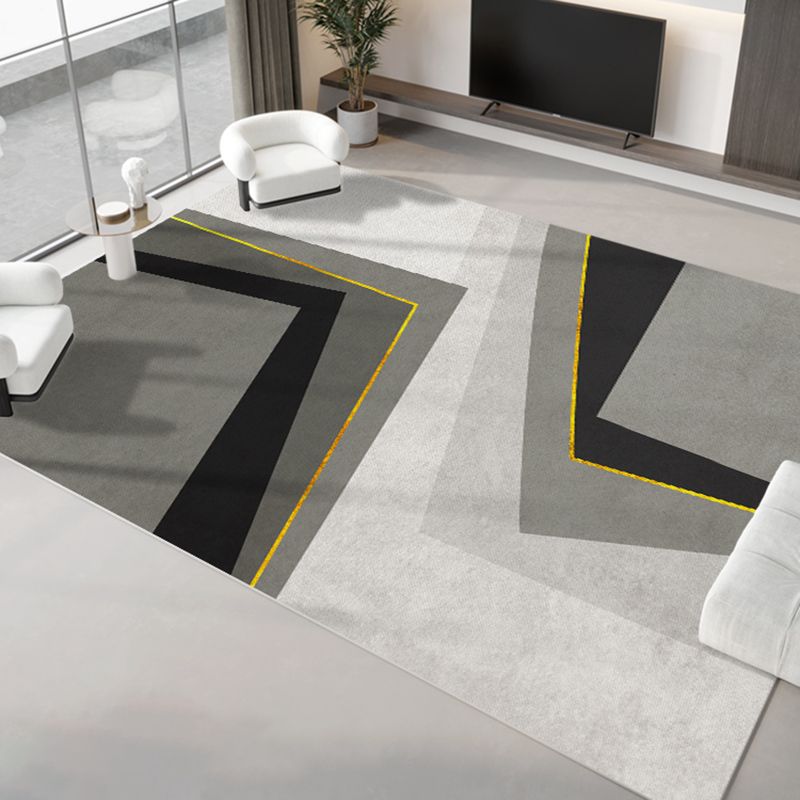 Light Gray Modern Rug Polyester Graphic Indoor Rug Non-Slip Backing Rug for Home Decor