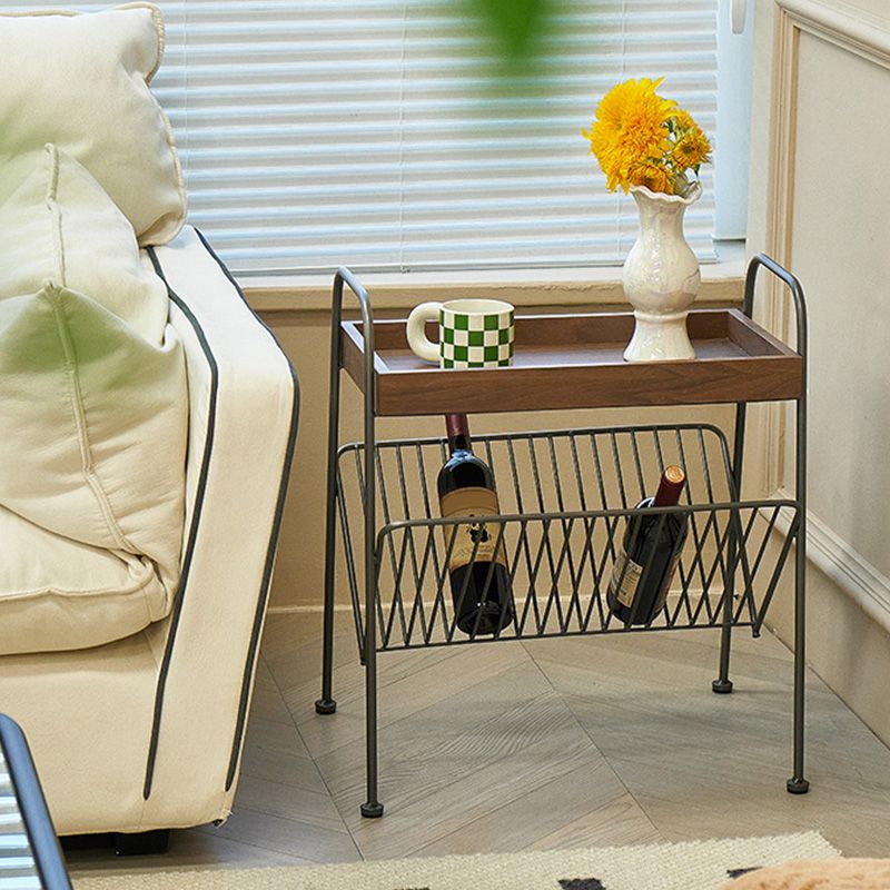 Modern Side Table Solid Wood Accent Side Table with Tray Top