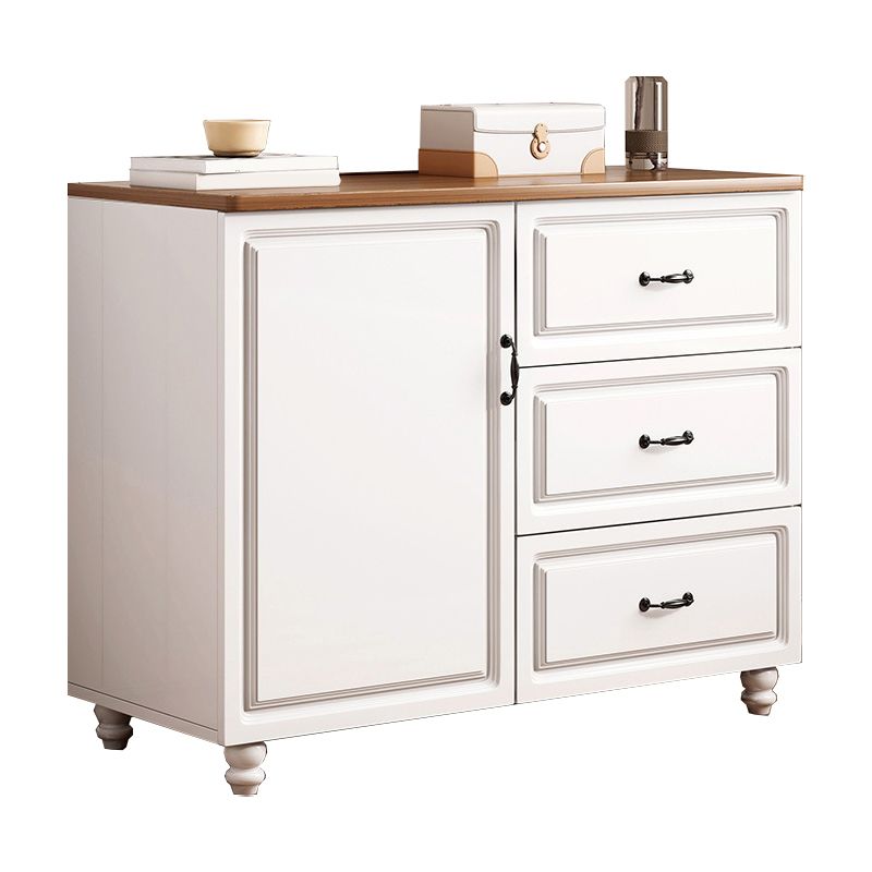 White Wood Accent Cabinet with Drawers 15.74" Wide Modern Standard Side Cabinet