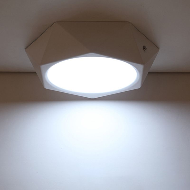 Polygon Office Flush Light Fixture Aluminum Simple LED Ceiling Lamp in White, 6w/12w/18w
