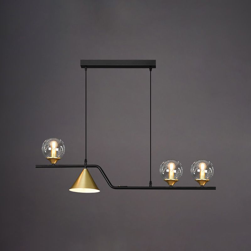 Contemporary Kitchen Island Fixture 4 / 5 / 6 - Light Metal & Glass Ceiling Pendant