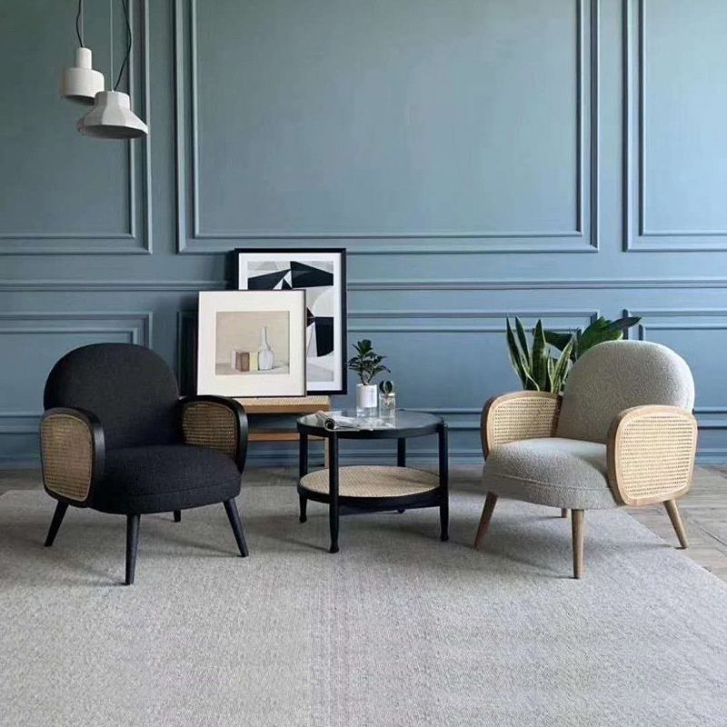 Mid-century Fixed Back Accent Armchair Bedroom Solid Color Accent Chair