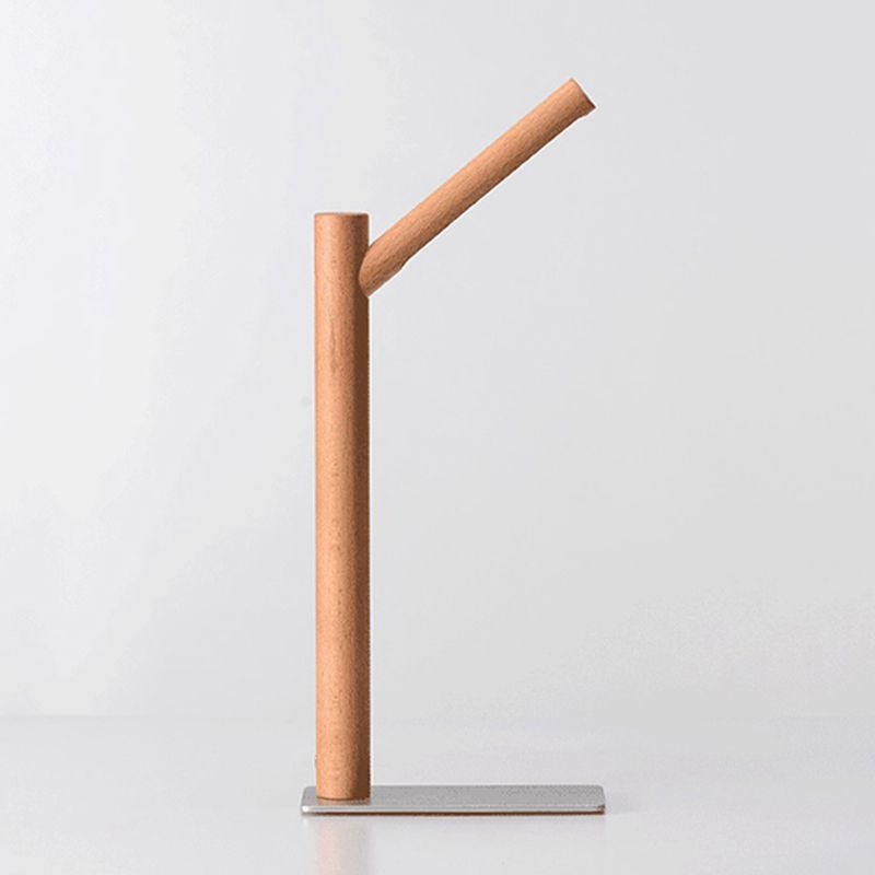 Linear 1 Light Table Lamp Contemporary Wood Nightstand Lamps for Study Room