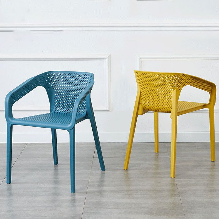 Silla de comedor de cocina escandinava de plástico, sillón con respaldo sólido