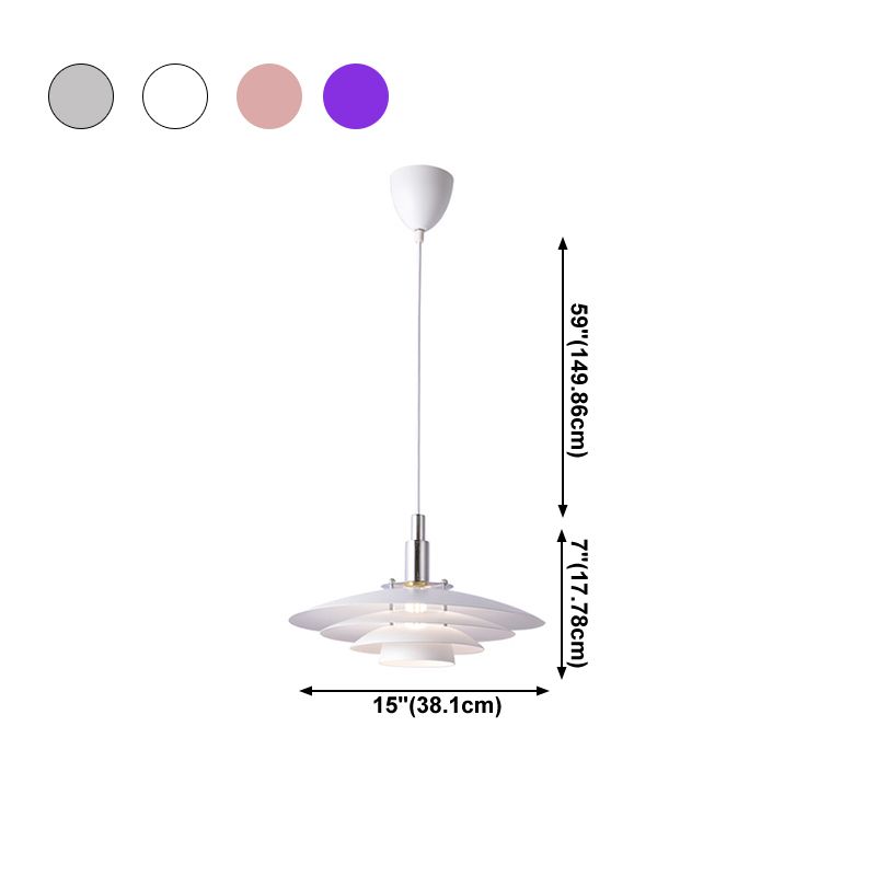 Layered Restaurant Pendant Lamp Metal Single-Bulb Macaron Hanging Light