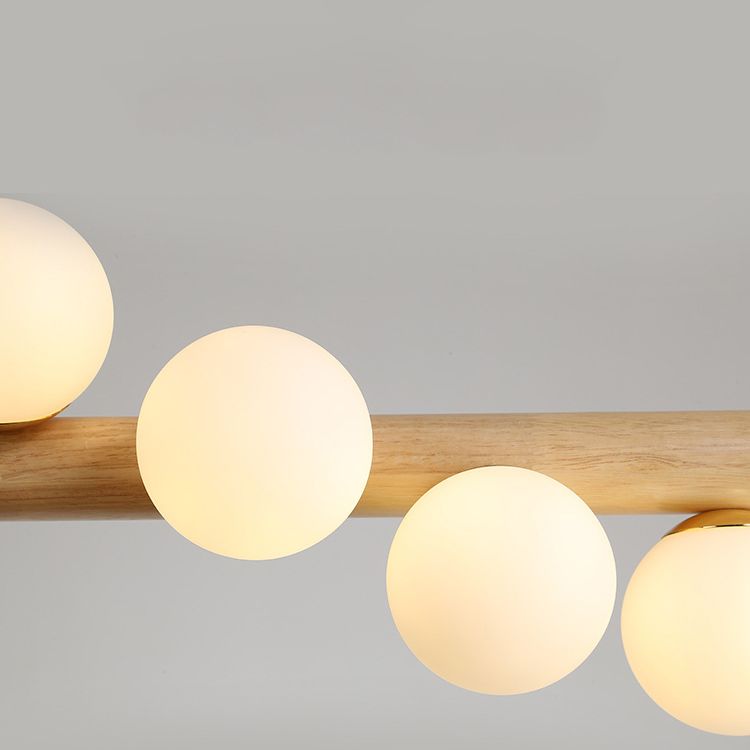 Luz de la isla de color log de madera en la simplicidad moderna Lámpara colgante de hierro forjado con sombra de vidrio