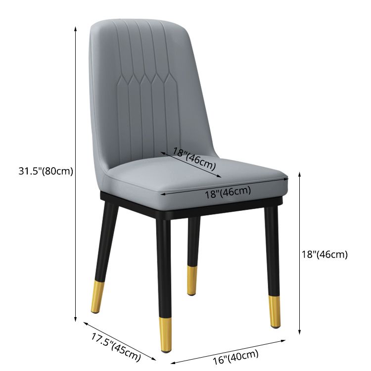 Scandinavian Style Metal Dining Chair Dining Room Upholstered Parsons Armless Chair