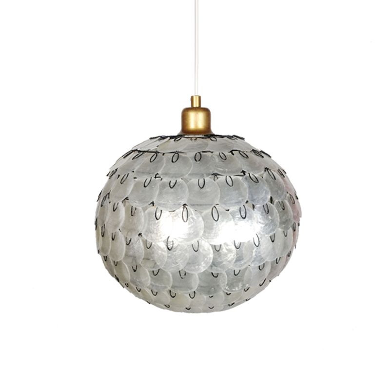 Modernisme 1 lumière suspendue suspendue sphère argent pendant plafond lampe avec une teinte de coquille