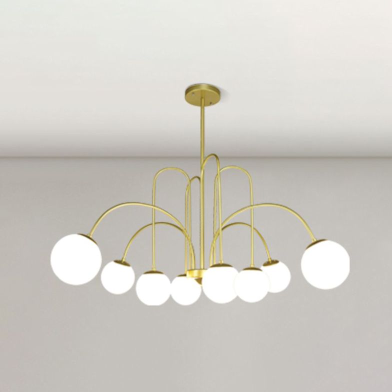 Modern Metal Chandelier Light Globe Multi-Head Pendant Lamps with Glass Shade