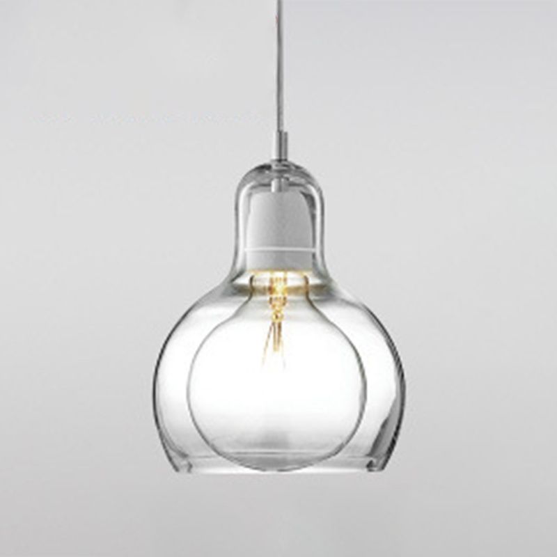 Modern Teardrop Ceiling Light with Clear Glass Shade Single Pendant Lighting