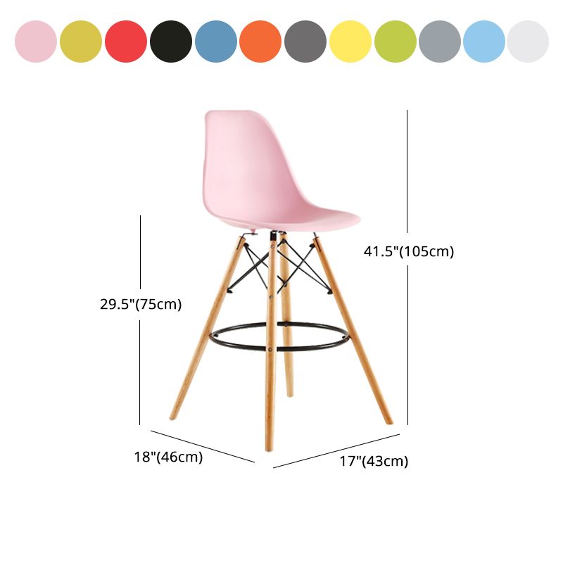 Modern Living Room Counter Stool Colorful Simple Stool with Wood Base
