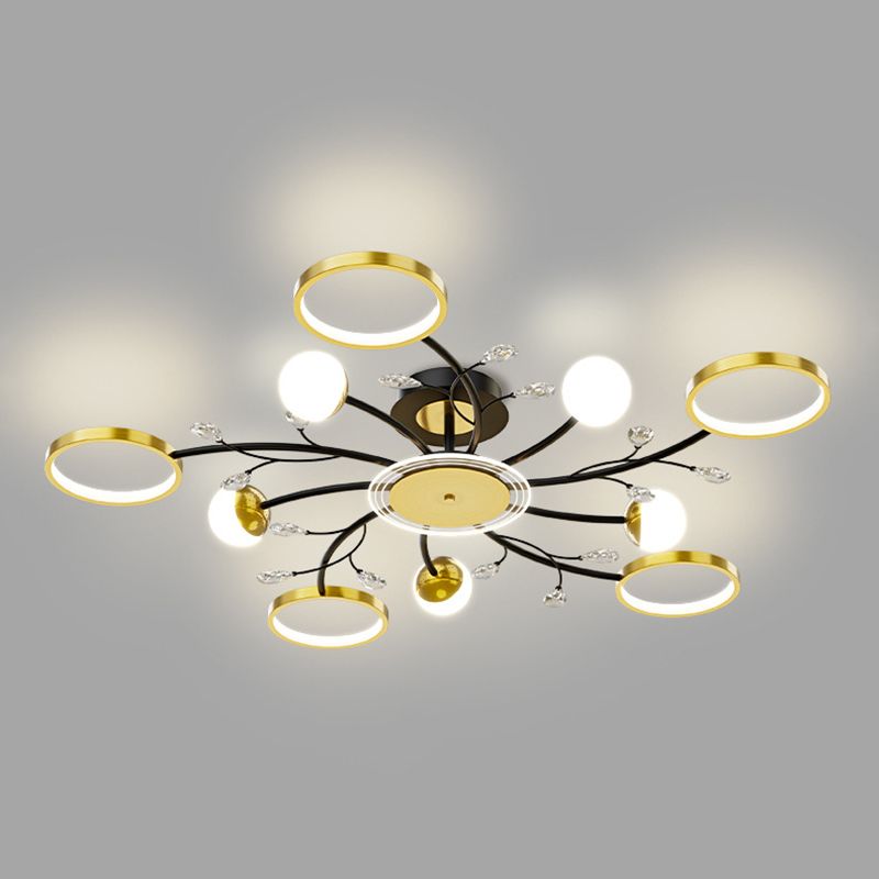 Black Sputnik Flush Mount Ceiling Light Modern Aluminum Flush Light for Living Room