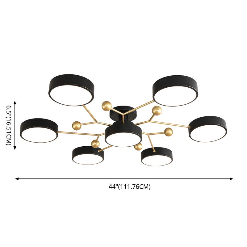 Molecular LED Semiflush Monte Light Macaron Style Metallo Living Camera Soffitto Luce