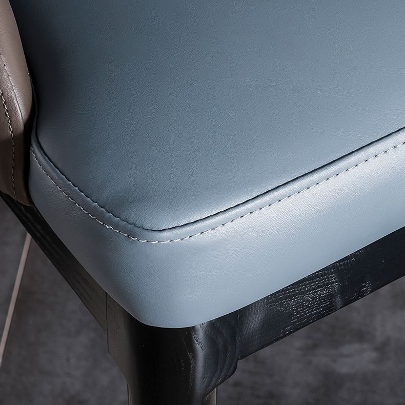 Sillas laterales con respaldo sólido sin brazos contemporáneo, sillas de comedor de cuero para el hogar