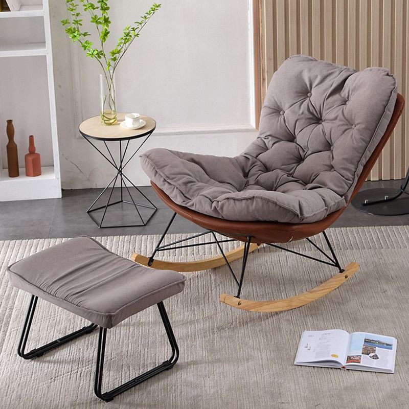 Contemporary Rocking Chair Upholstered Tufted Cushions with Light Legs Glider