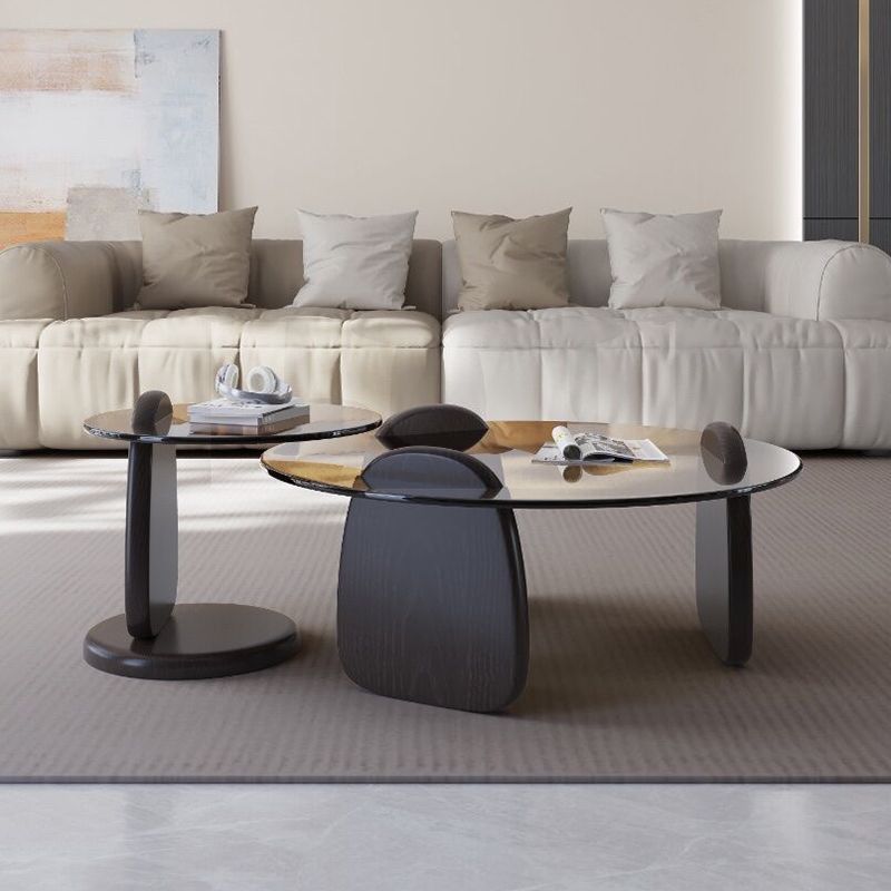 Glass Top Coffee Table Contemporary 3 Legs Coffee Cocktail Table